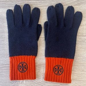 Tory Burch printed winter gloves - blue and orange